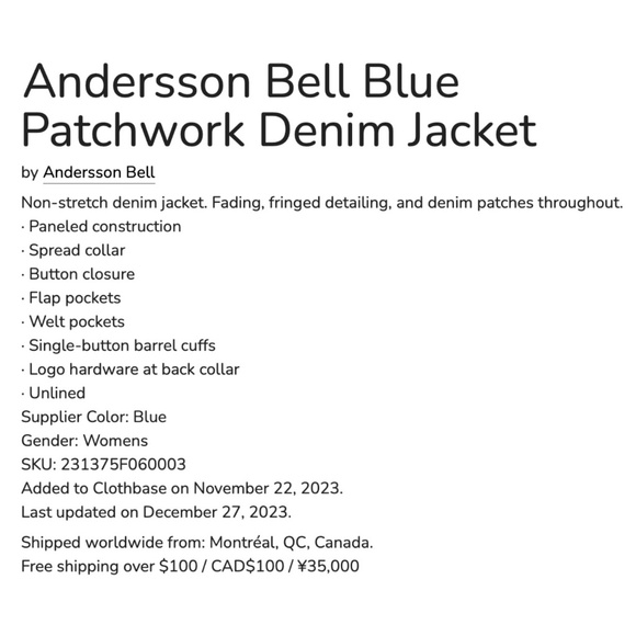 NWOT Andersson Bell Patchwork Denim Jacket in size M - Picture 5 of 13